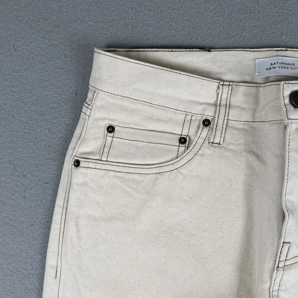 NWT Saturdays NYC Charlie Skinny Slim Natural Beige Mid Rise Denim Jeans 29x32‎